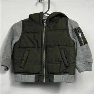 Tucker + Tate Gray and green Knit Fabric puffer jacket NWOT size 6 months